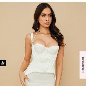 House of CB Talya Ivory Corset Midi Dress Size Medium